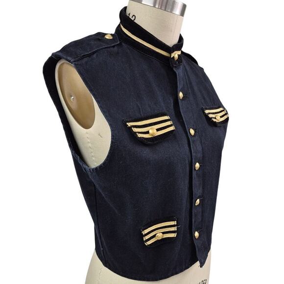 Vtg 90s Y2k  LA Blues Button Up Military Michael Jackson Vibe Vest Womens Large - Picture 1 of 5